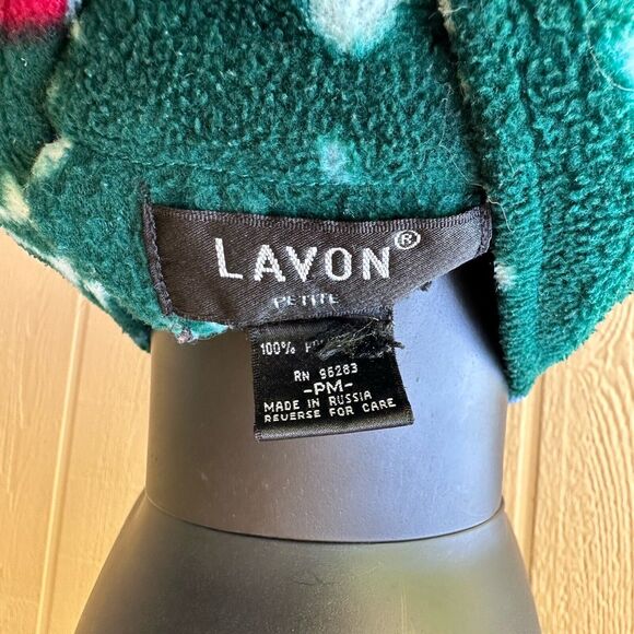 Lavon Holiday Winter Pattern Pullover Womens Petite Small 1/4 Zip Fleece Leaf - Picture 5 of 5